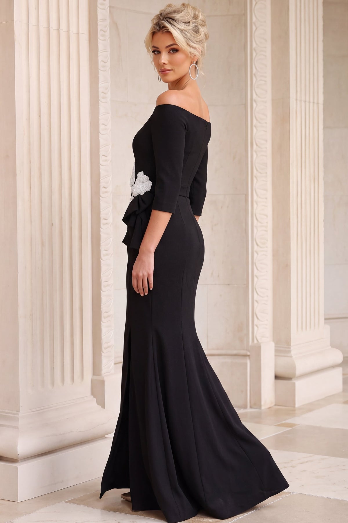 Off-the-Shoulder Floor-Length Scuba Formal Mermaid Jovani 55617