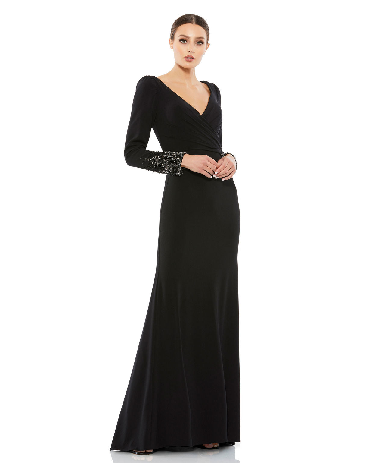 Formal Dresses Beaded Long Sleeve Formal Prom Dress Black