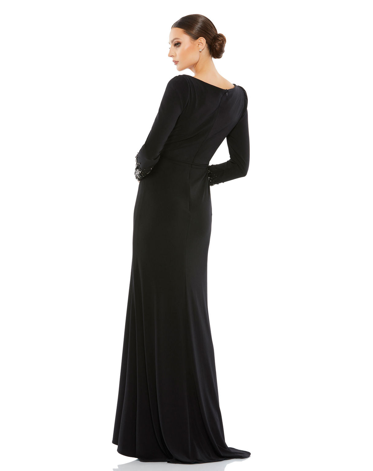 Formal Dresses Beaded Long Sleeve Formal Prom Dress Black