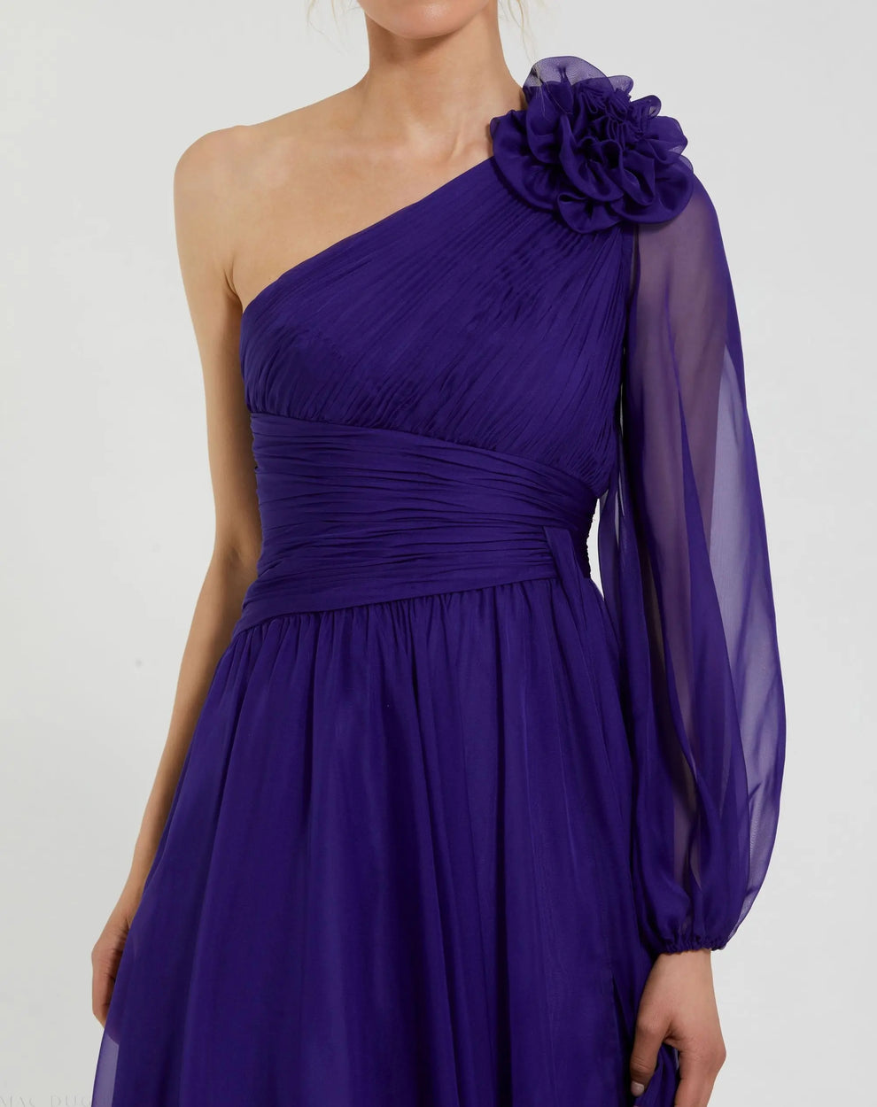 Indigo V-Neck Floor-Length Sequin Formal Gown with A Line Skirt Mac Duggal 56073