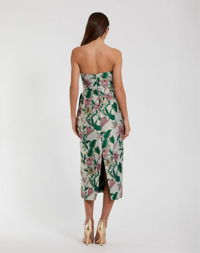Cocktail Dresses Fitted Midi Floral Tea Length Cocktail Dress Lily