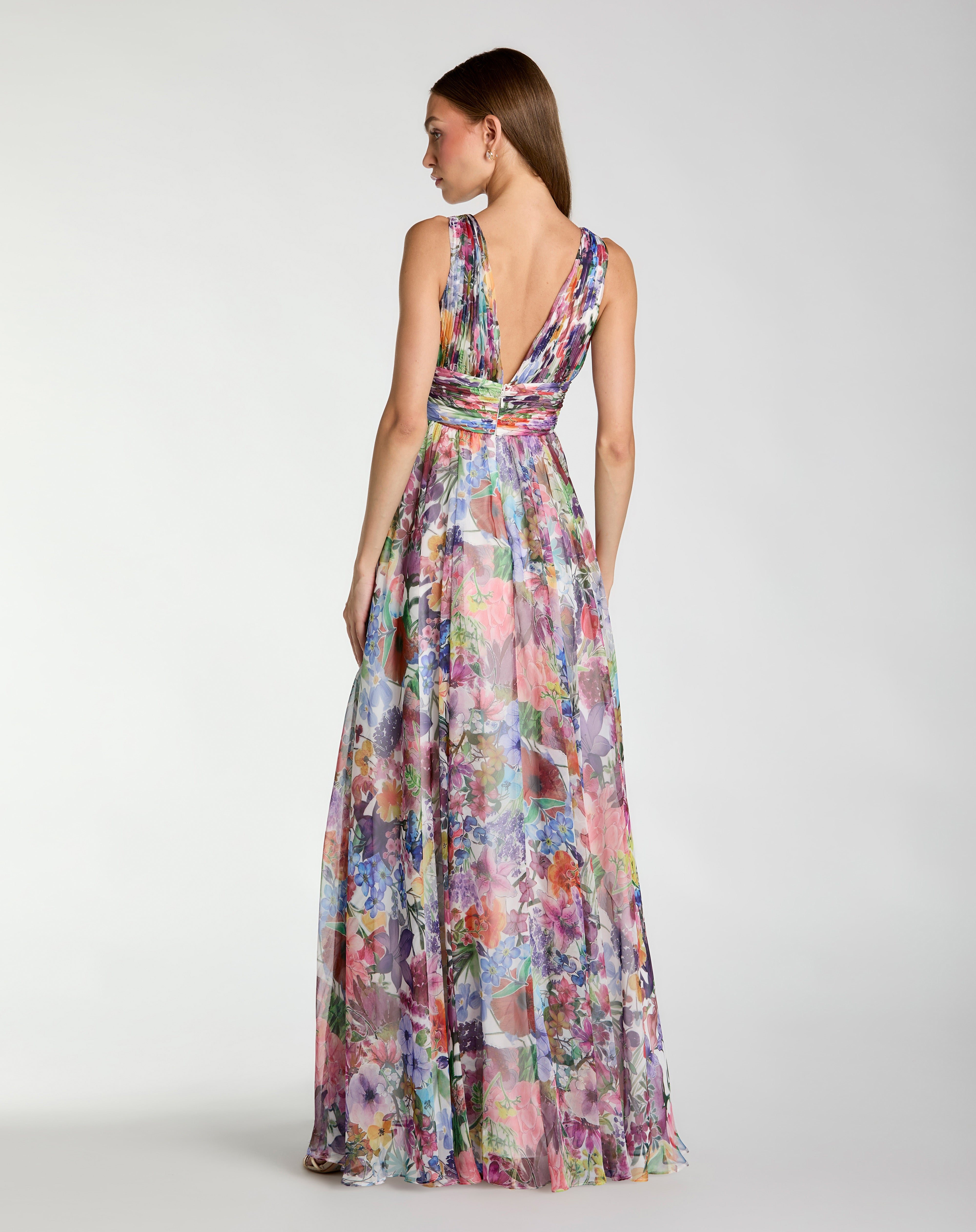 V-Neck Floor-Length Chiffon Prom A-Line Mac Duggal 56119