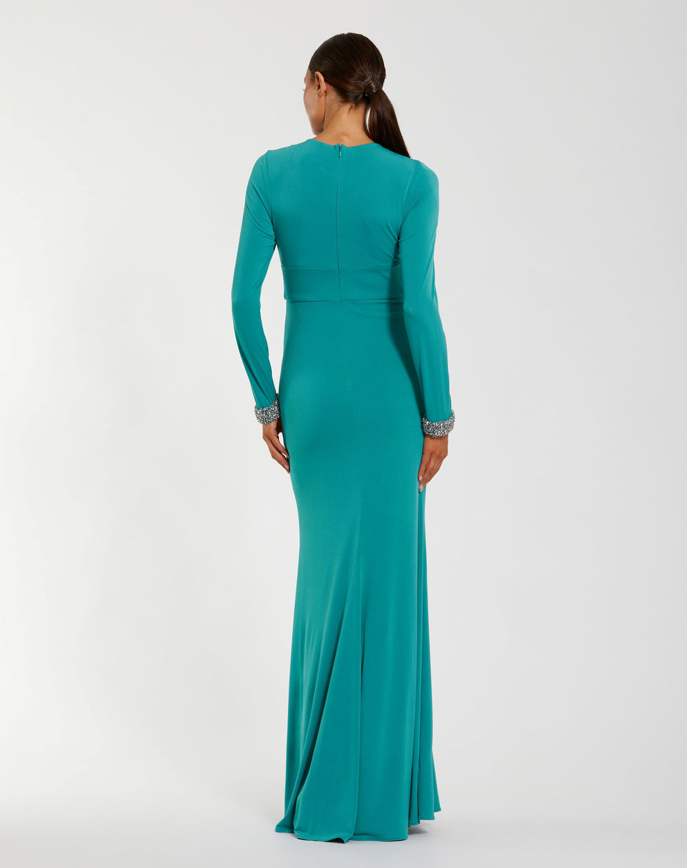 Mother of the Bride Dresses Long Sleeve Beaded Fitted Mother of the Bride Dress Mac Duggal 56150 Teal