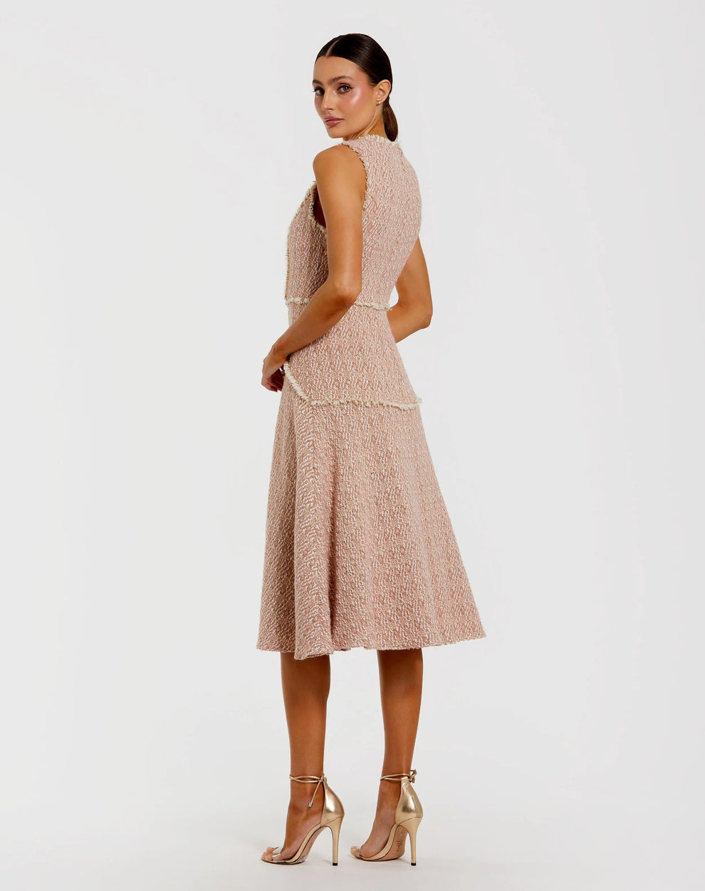 Cocktail Dresses Evening Short Midi Cocktail Dress Mac Duggal 56172 Blush Gold