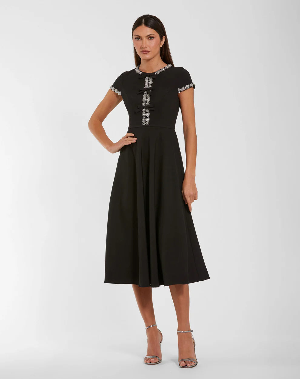 Cocktail Dresses Short A Line Midi Beaded Cocktail Dress Mac Duggal 56242 Black
