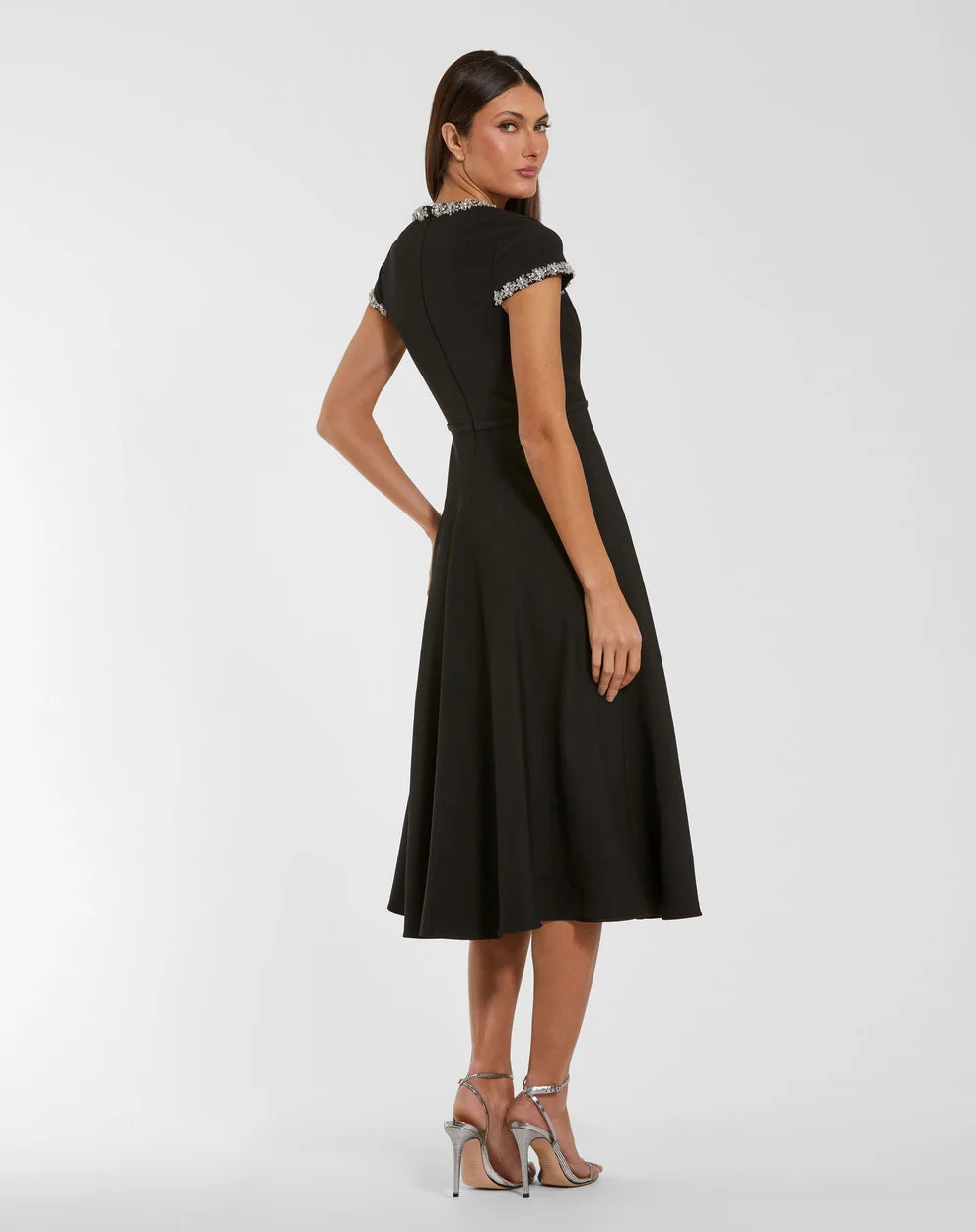 Cocktail Dresses Short A Line Midi Beaded Cocktail Dress Mac Duggal 56242 Black