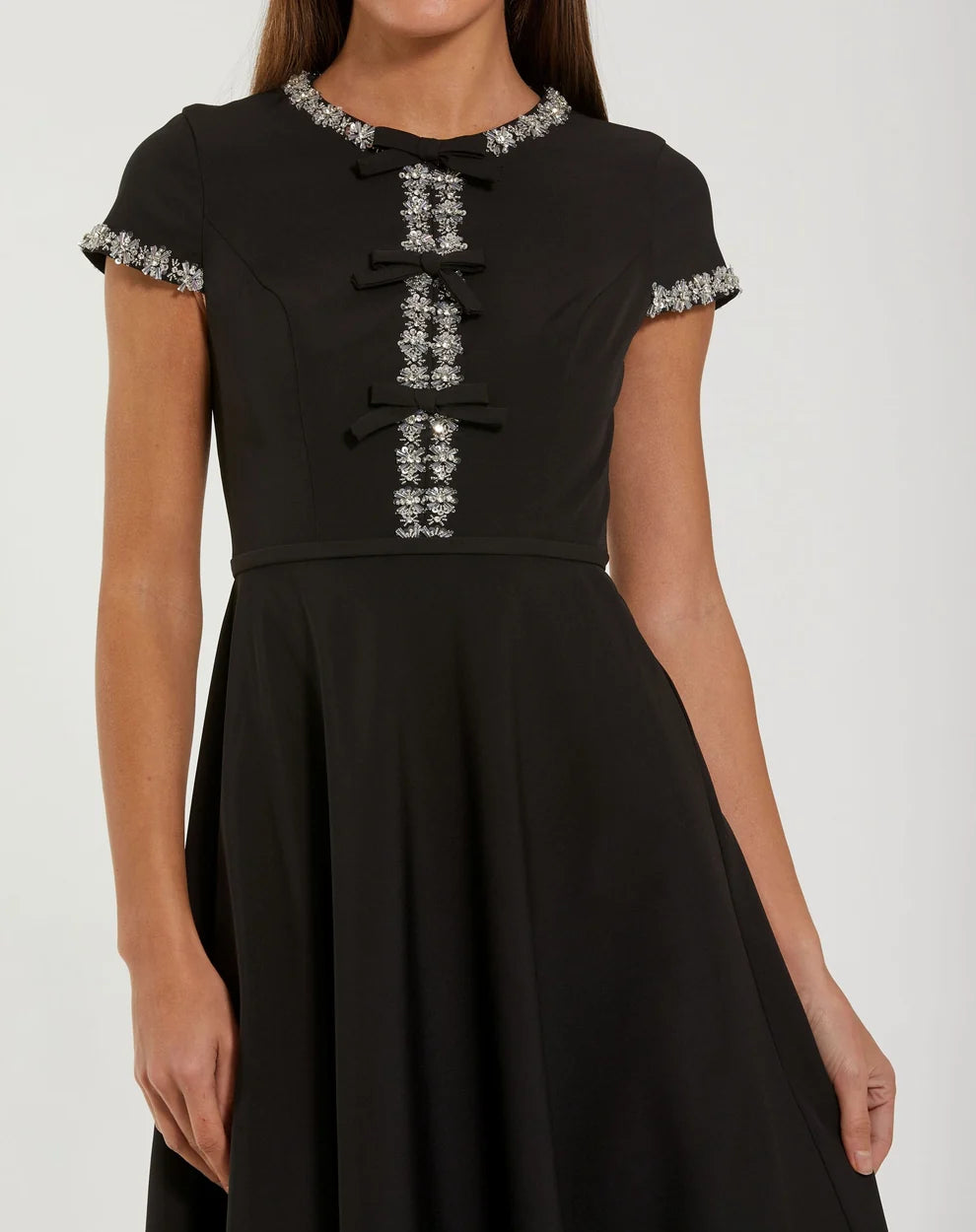 Cocktail Dresses Short A Line Midi Beaded Cocktail Dress Mac Duggal 56242 Black