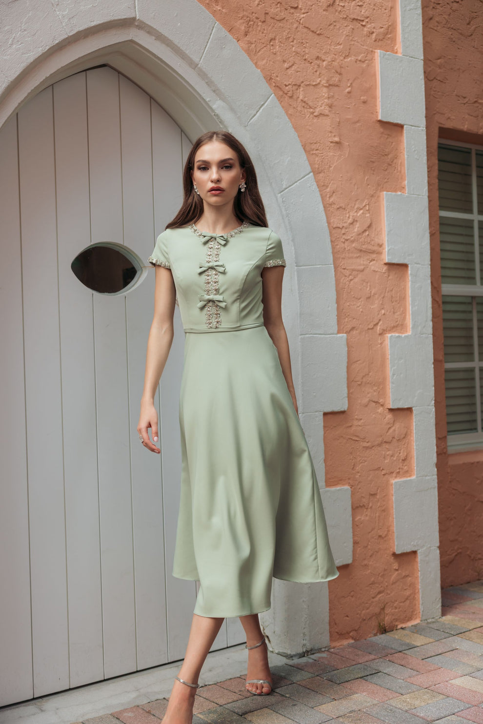 Cocktail Dresses Short A Line Midi Beaded Cocktail Dress Mac Duggal 56242 Sage