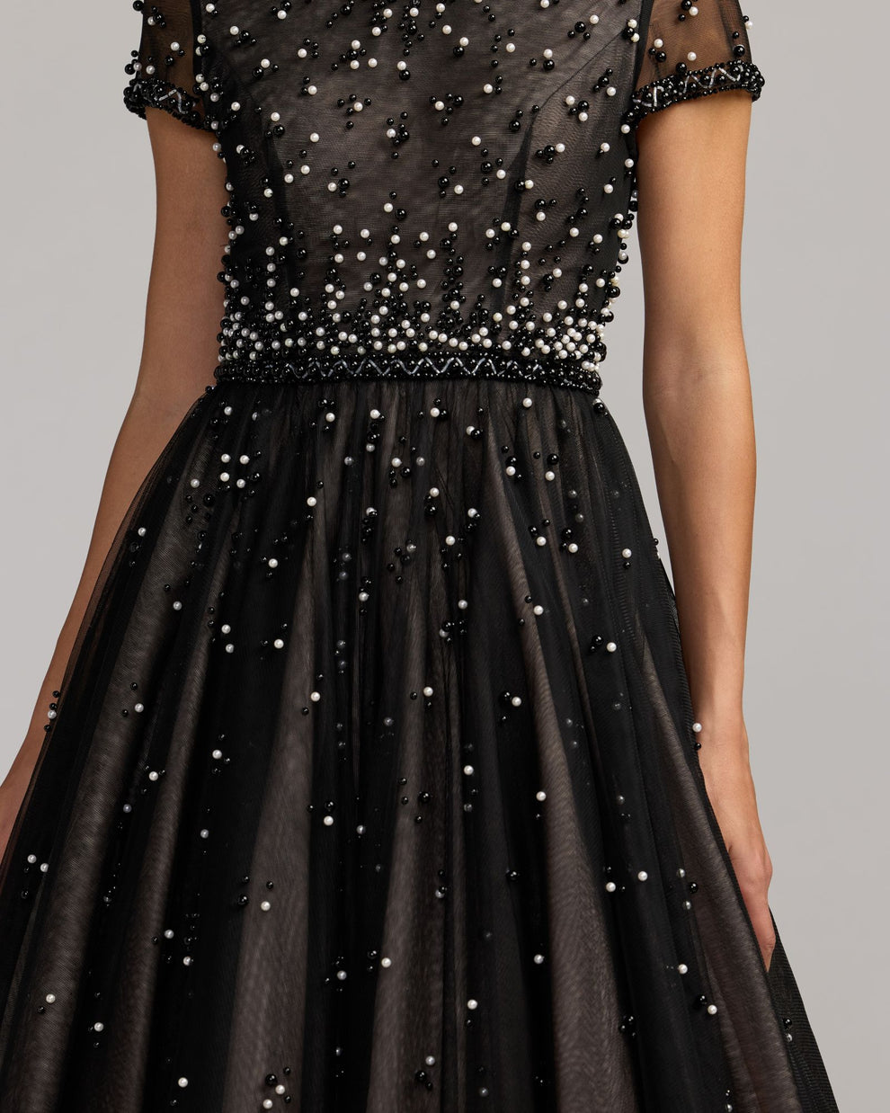 Crew High-Neck Tea-Length Tulle Cocktail A-Line Mac Duggal 56255