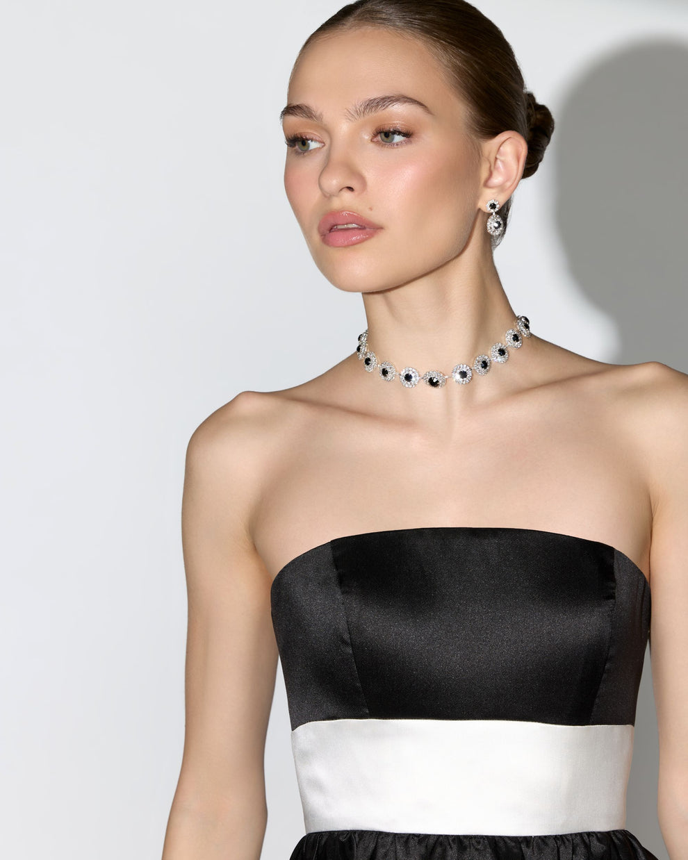Strapless Straight Neck Tea-Length Satin Formal A-Line Mac Duggal 56281