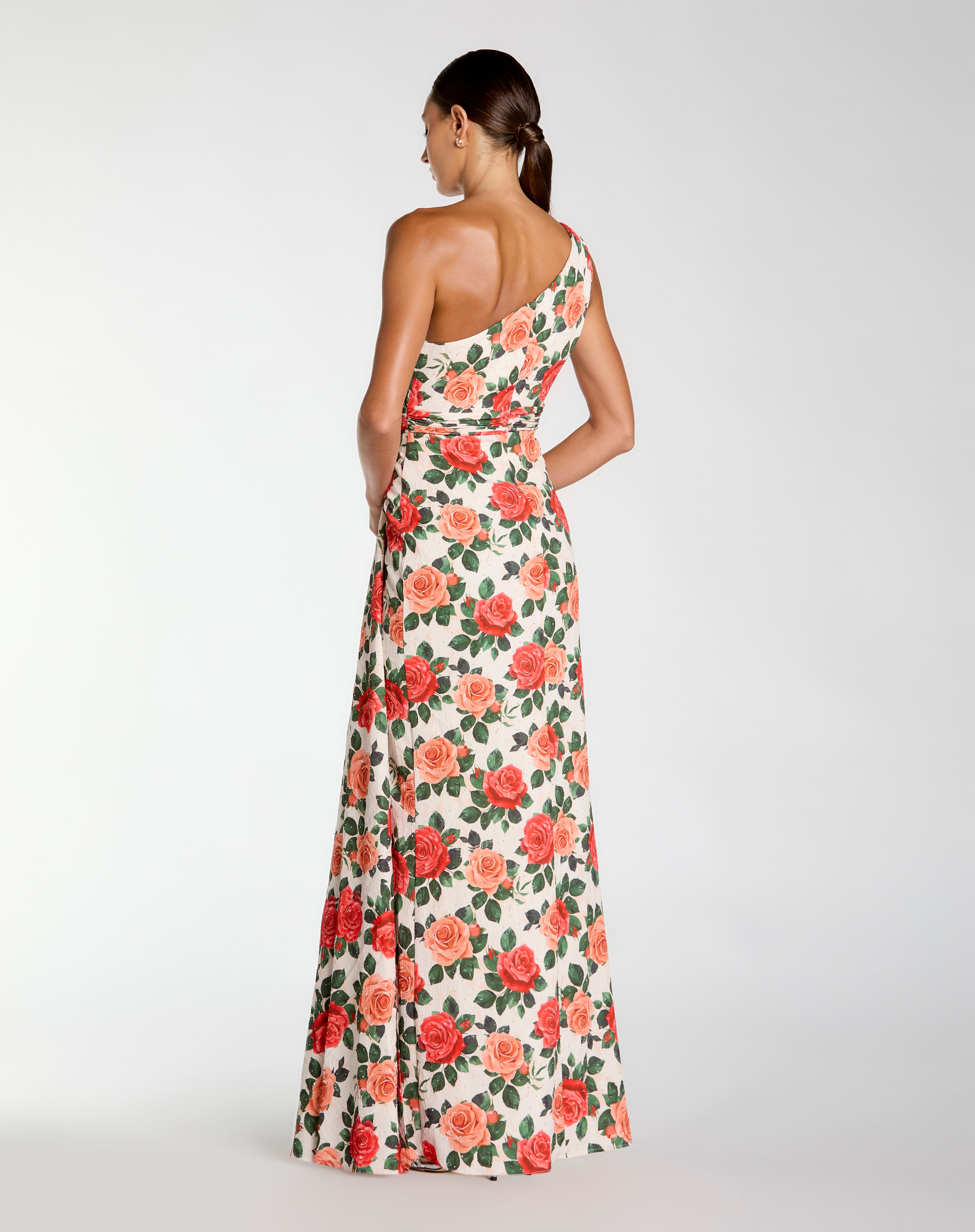 One-Shoulder Floor-Length Chiffon Prom A-Line Mac Duggal 56297