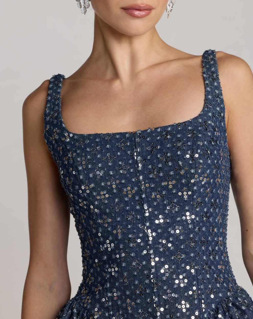 Square Mini Sequin Cocktail Fit & Flare Mac Duggal 56299