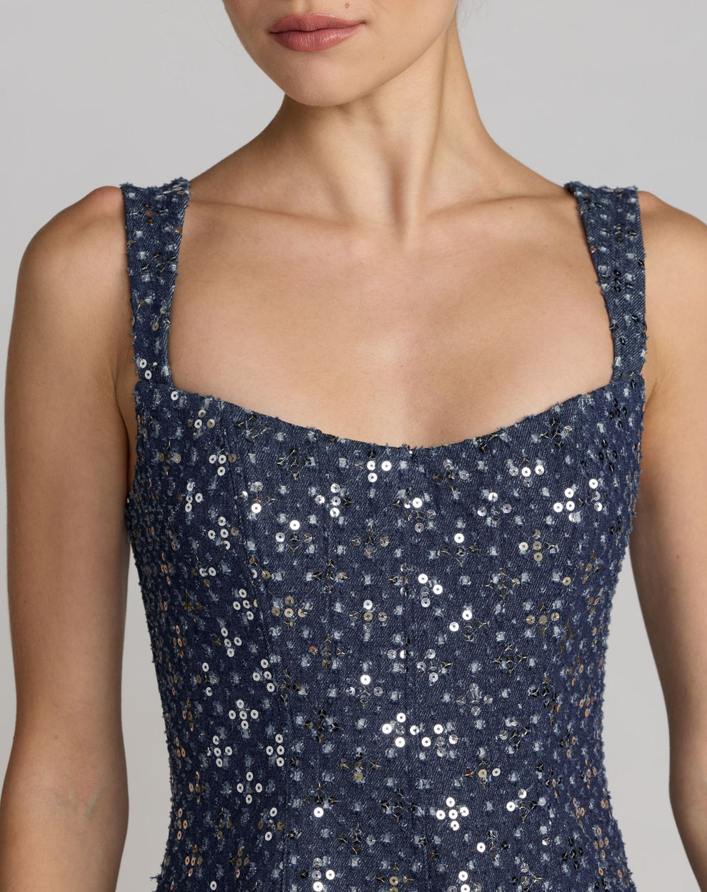 Square Tea-Length Sequin Evening A-Line Mac Duggal 56300