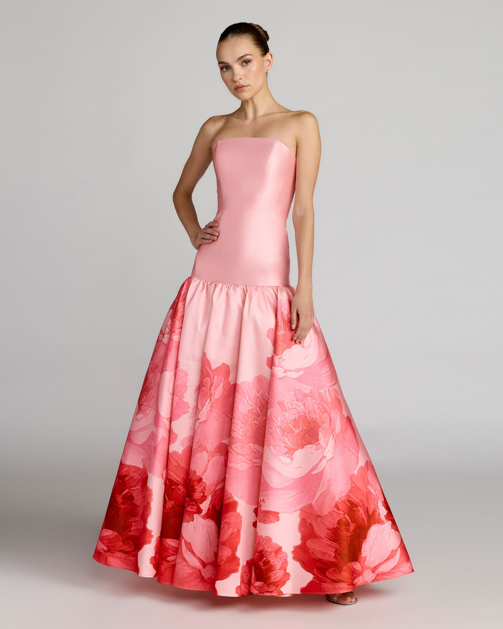 Prom Dresses Ball Gown Formal Long Floral Print Evening Prom Dress Mac Duggal 56343 Blush Multi