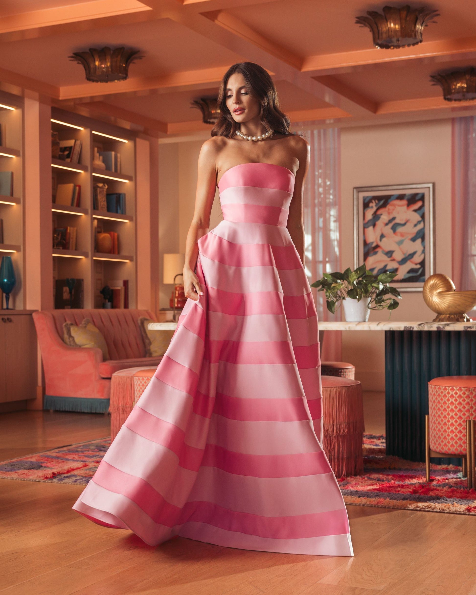 Formal Dresses Long Prom Formal Dress - A Line Ball Gown - Mac Duggal 56353 Pink Multi-Satin-56353-A Line
