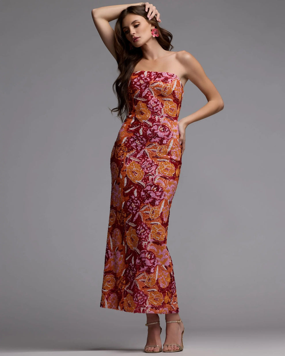 Strapless Midi Sequin Formal Sheath/Column Mac Duggal 56385