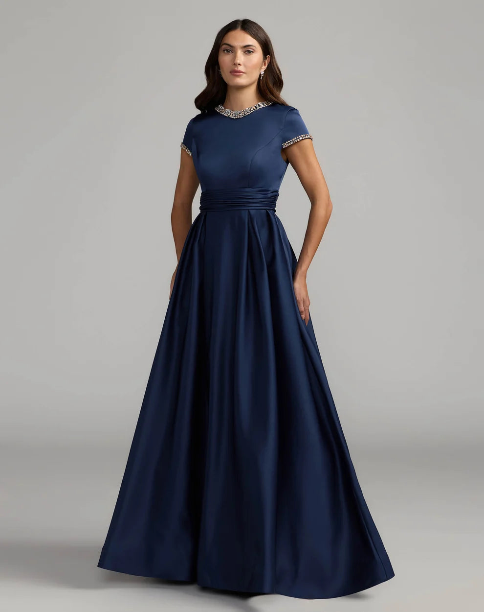 Mother of the Bride Dresses Pleated Ball Gown Beaded Formal Mother of the Bride Dress Mac Duggal 56402 Midnight