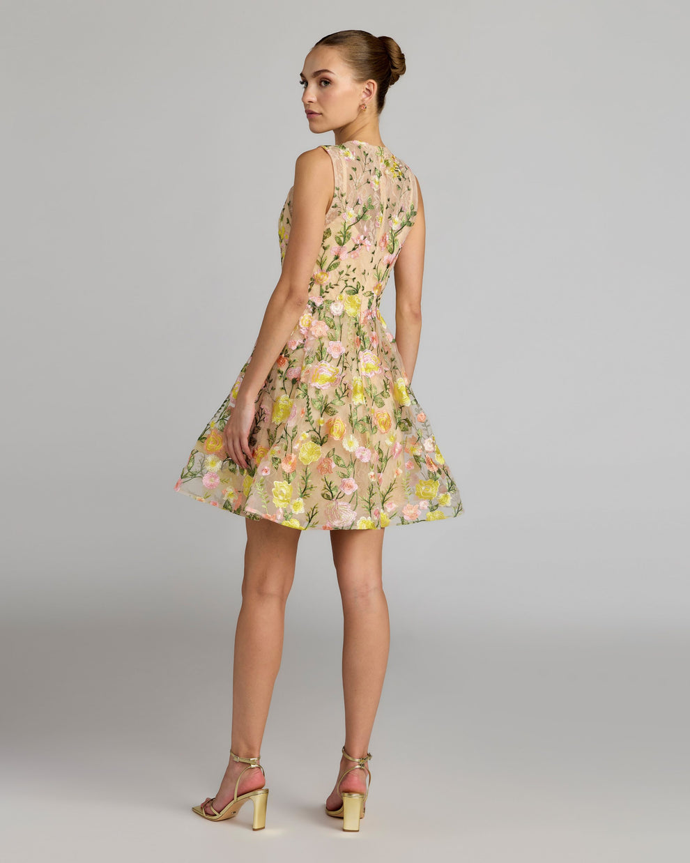 Cocktail Dresses Short Floral A Line Mini Cocktail Dress Mac Duggal 56409 Yellow Multi