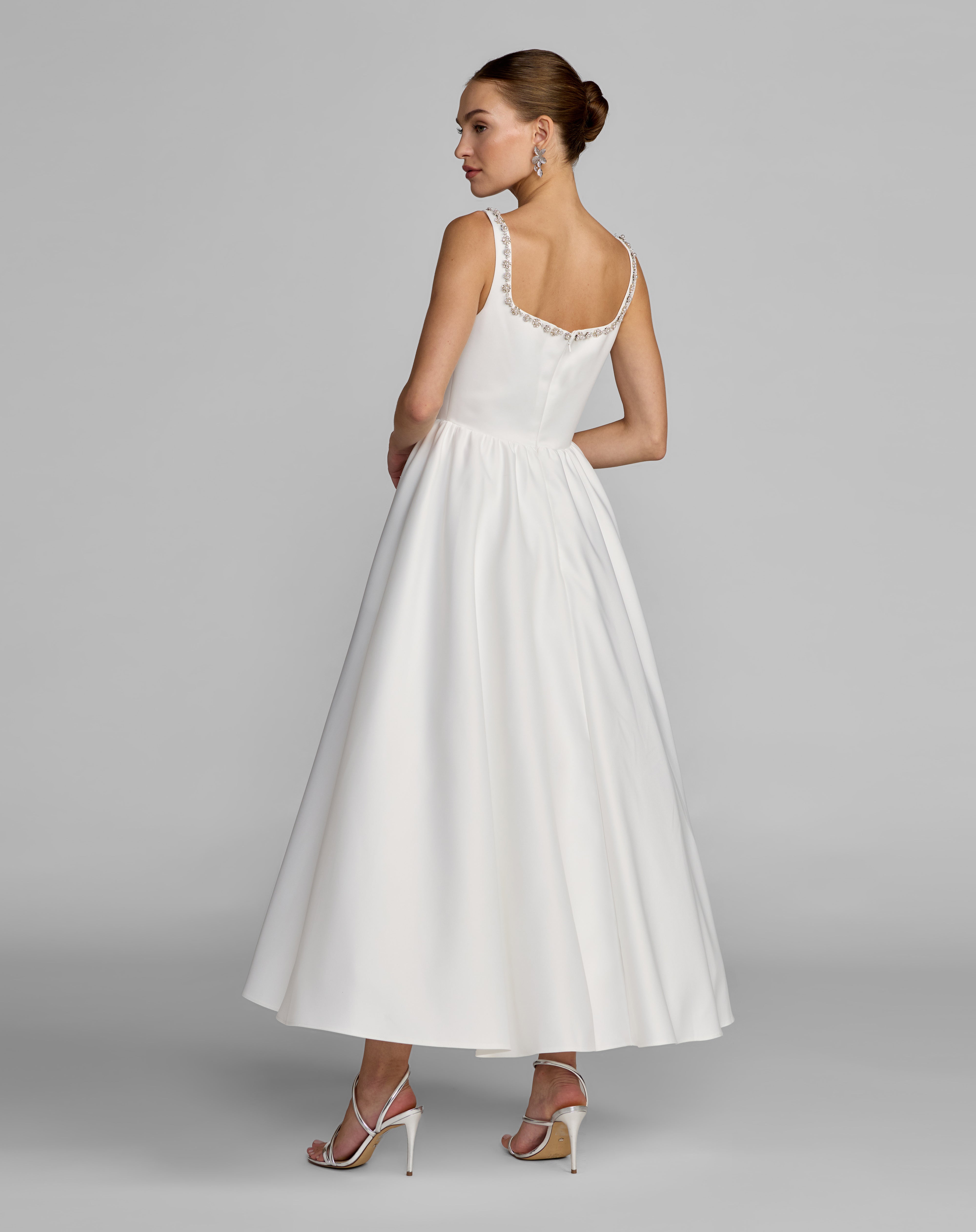 Square Tea-Length Satin Formal A-Line Mac Duggal 56417