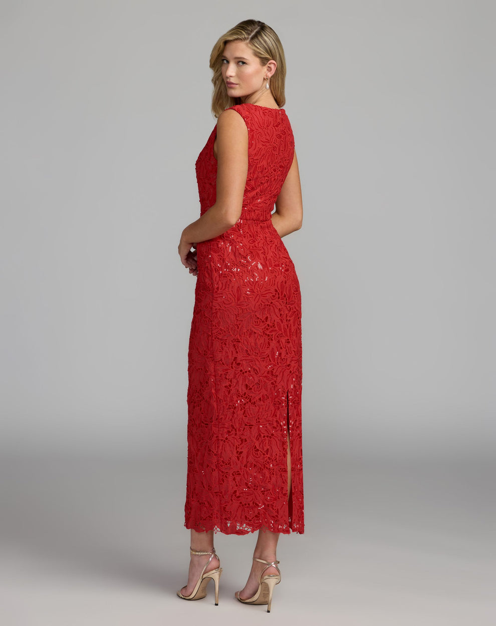 Crew/High-Neck Floor-Length Lace Formal Sheath Mac Duggal 56435