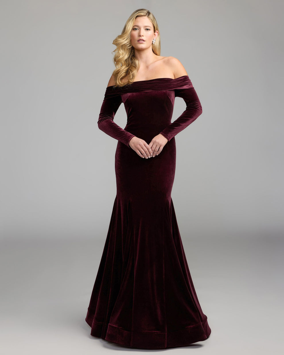 Off-the-Shoulder Floor-Length Velvet Formal Mermaid Mac Duggal 56476