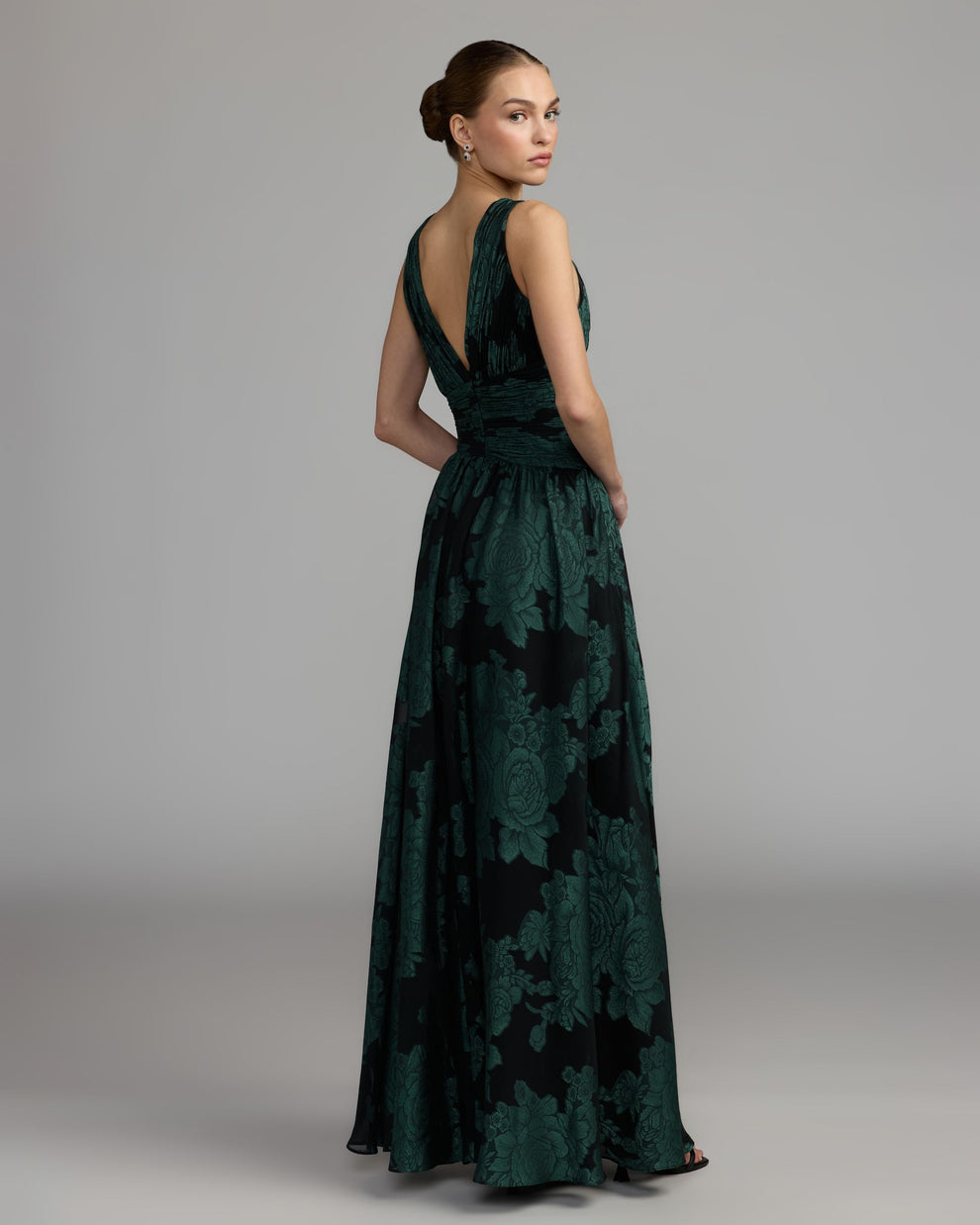 V-Neck Floor-Length Satin Prom A-Line Mac Duggal 56487