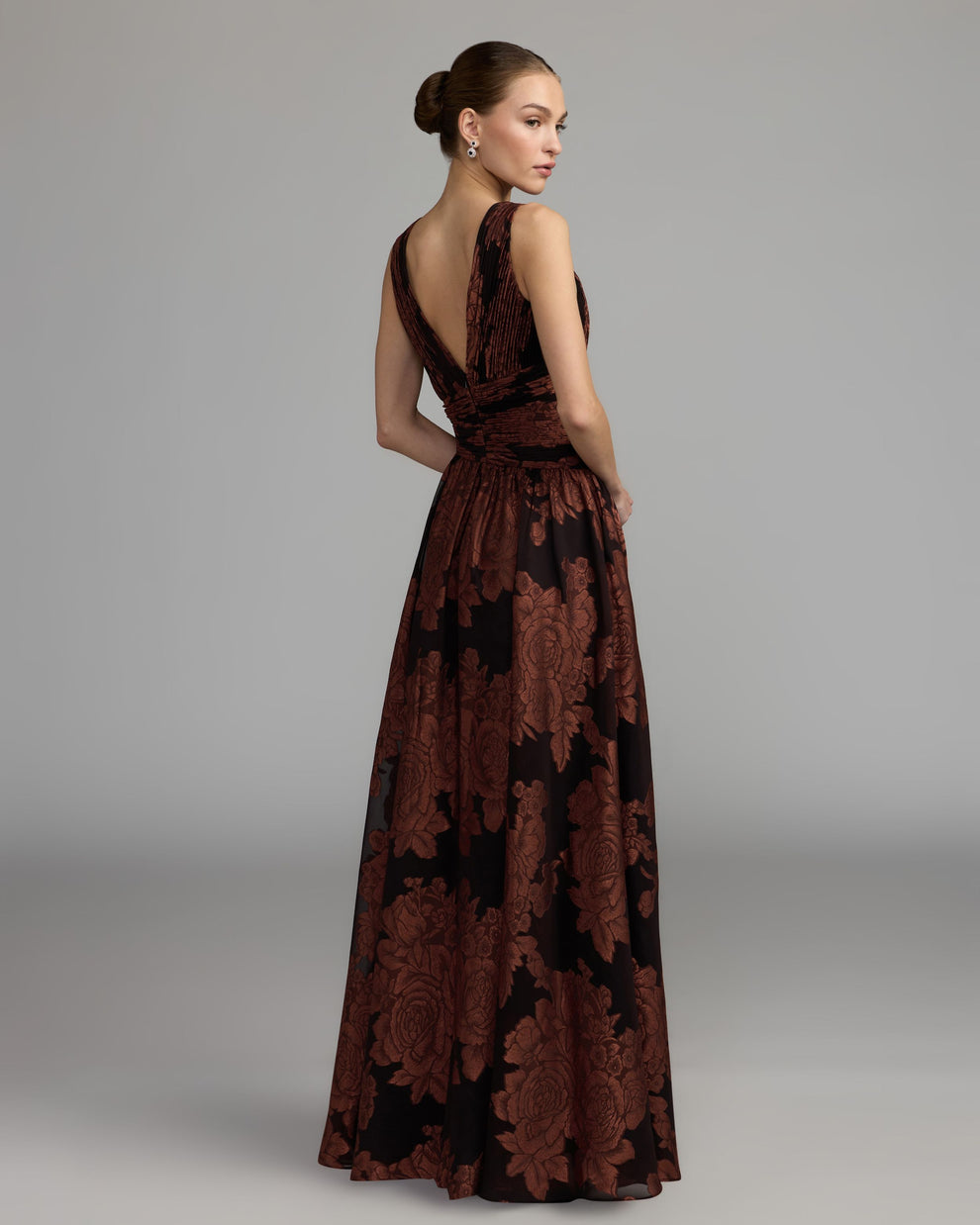 V-Neck Floor-Length Satin Prom A-Line Mac Duggal 56487