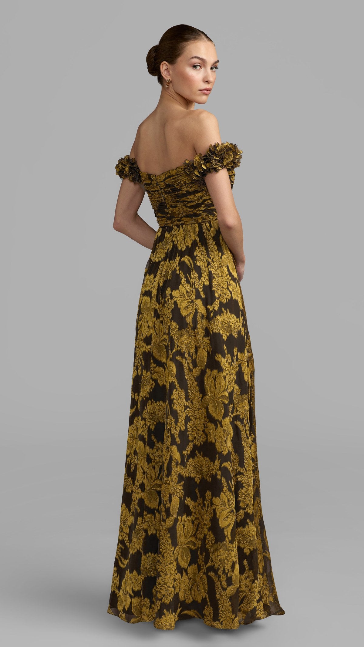 Mac Duggal style 56492 in Yellow Multi, back view