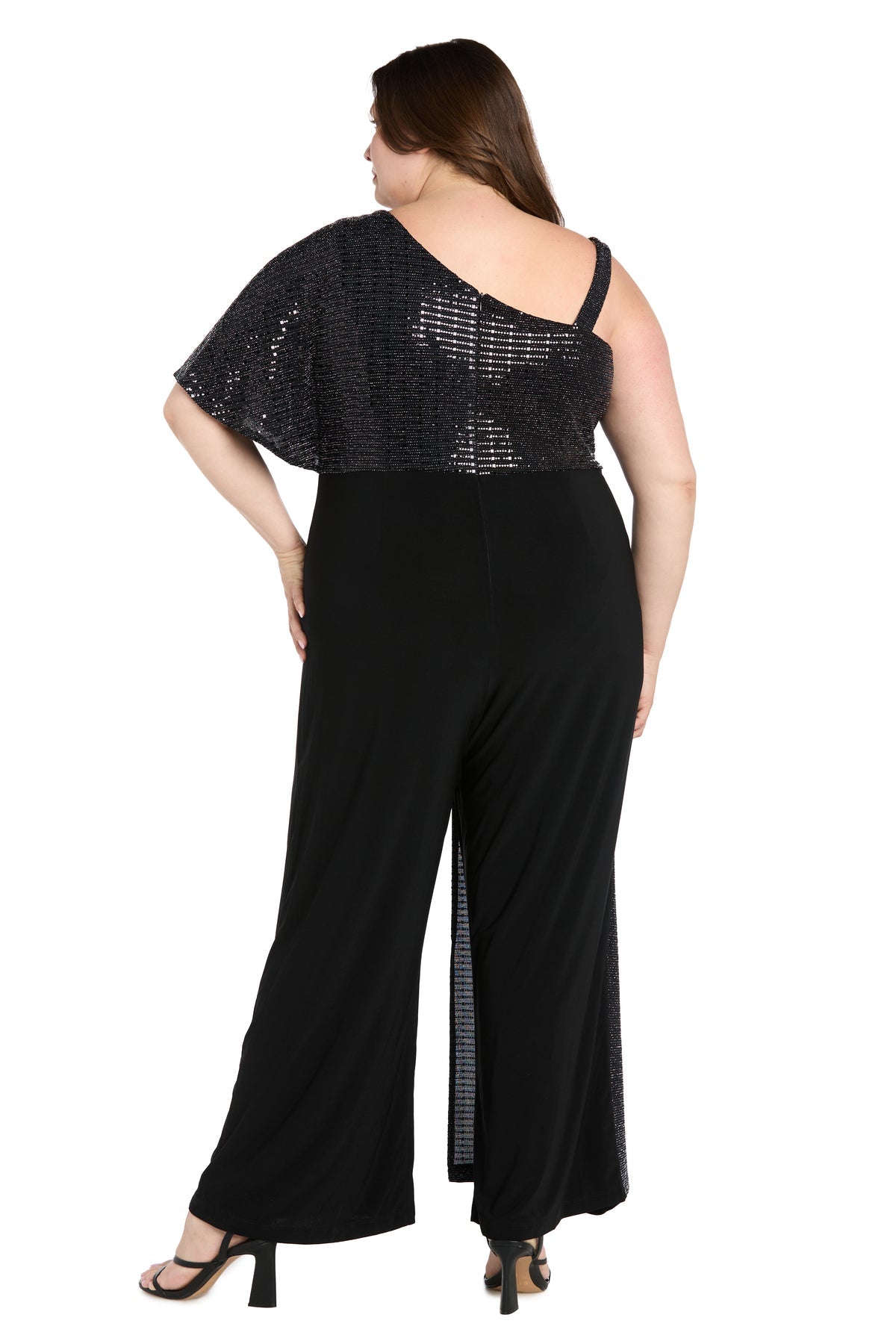 Jumpsuit Metallic Long A Line Formal Plus Size Jumpsuit Black/Black