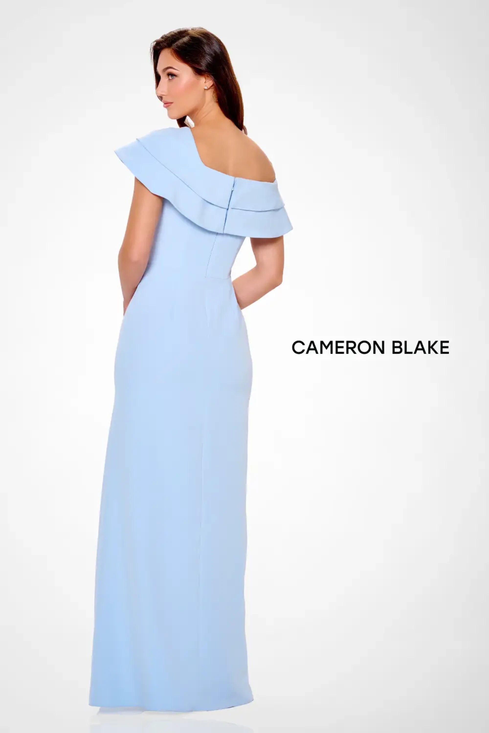 Formal Dresses Long A Line Ruffle Slit Formal Evening Dress Light Blue