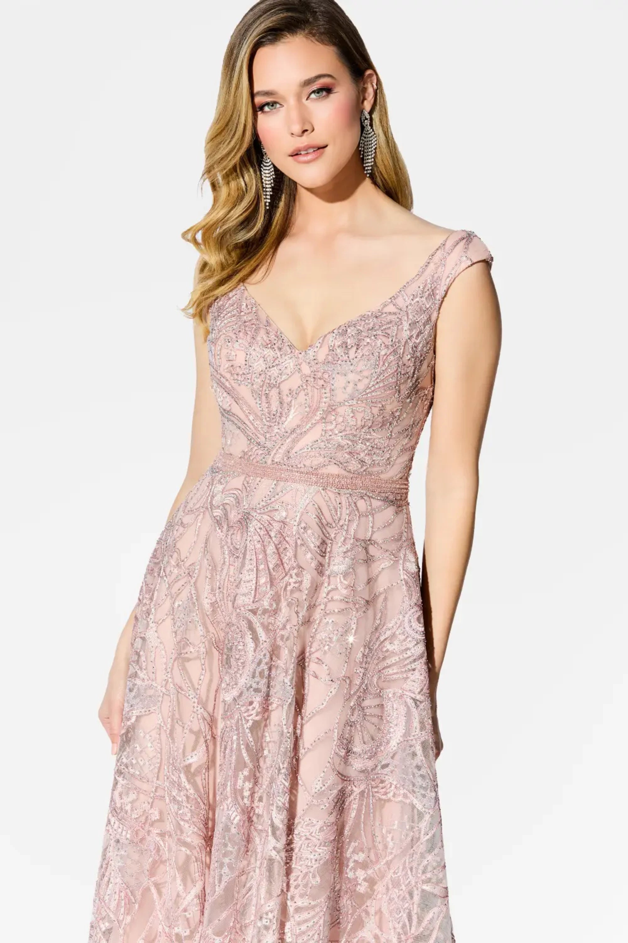 Formal Dresses Long Ball Gown Feather Lace Evening Dress English Rose
