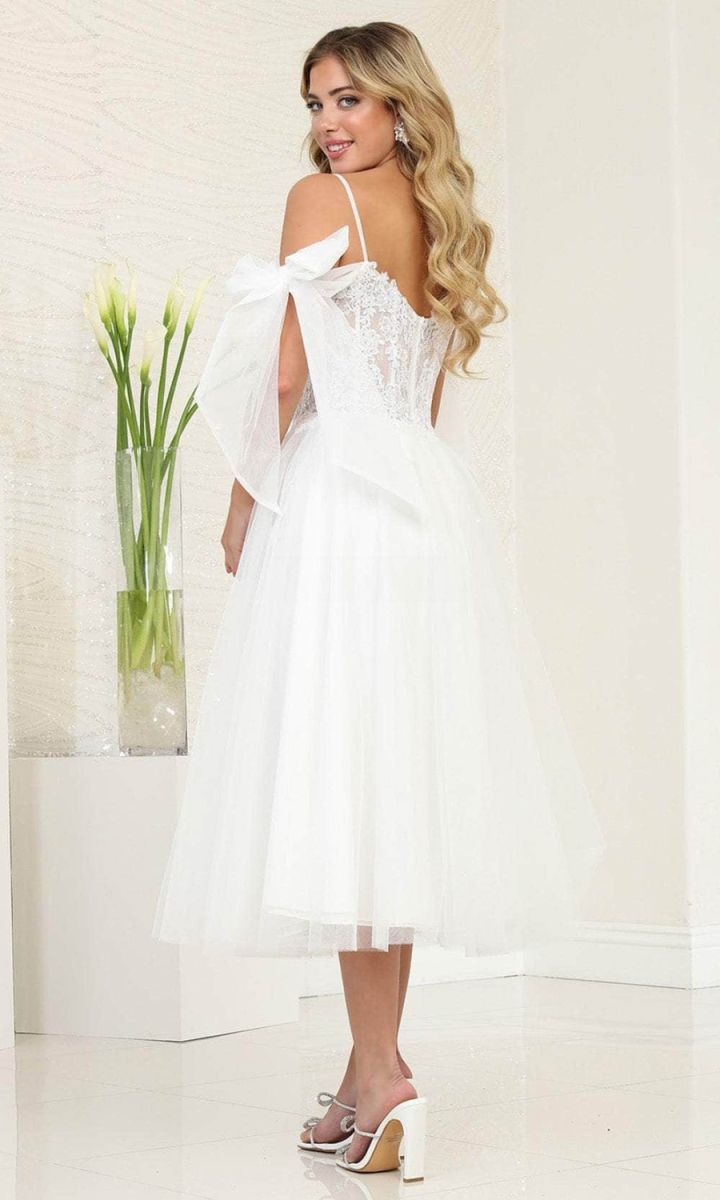Off-the-Shoulder Tea-Length Tulle Prom A-Line May Queen 2089