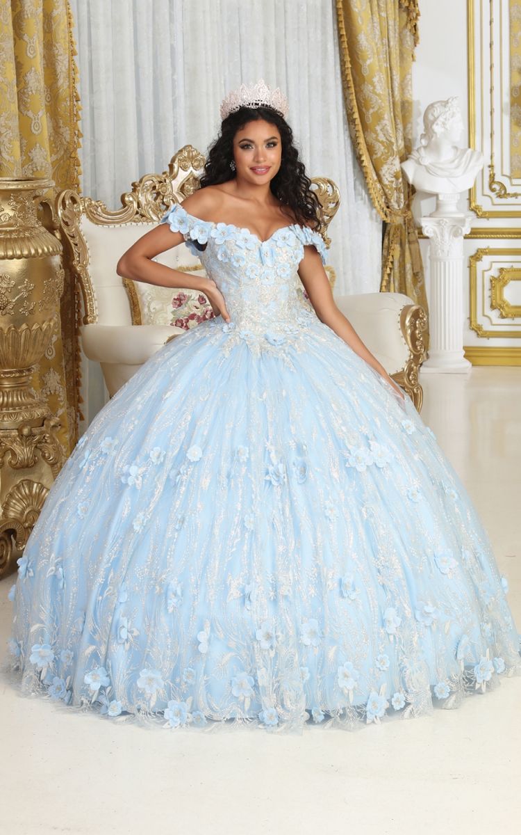 Off-the-Shoulder Floor-Length Tulle Quinceañera Ball Gown May Queen LK225