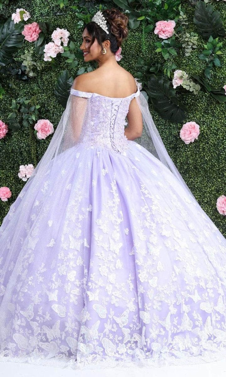 Off-the-Shoulder Floor-Length Tulle Quinceañera Ball Gown May Queen LK197
