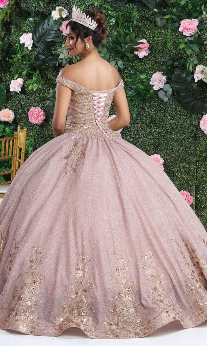 Off-the-Shoulder Floor-Length Tulle Quinceañera Ball Gown May Queen LK220