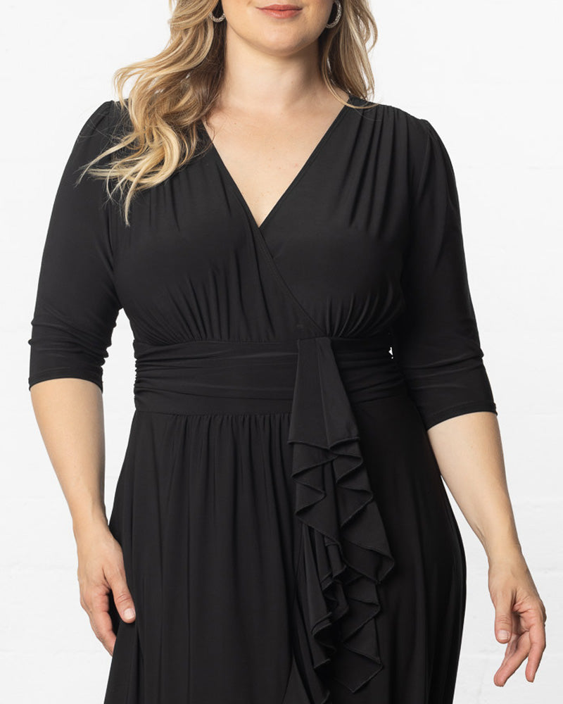 Plus Size Dresses Short Ruffle Cocktail Evening Plus Size Dress Onyx