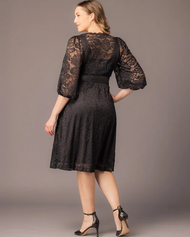 Illusion Knee-Length Lace Evening A-Line Kiyonna 11260901