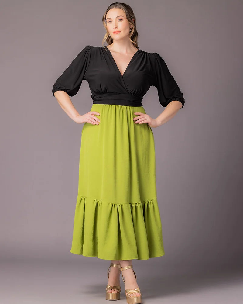 V-Neck Midi Chiffon Evening A-Line Kiyonna 11262604