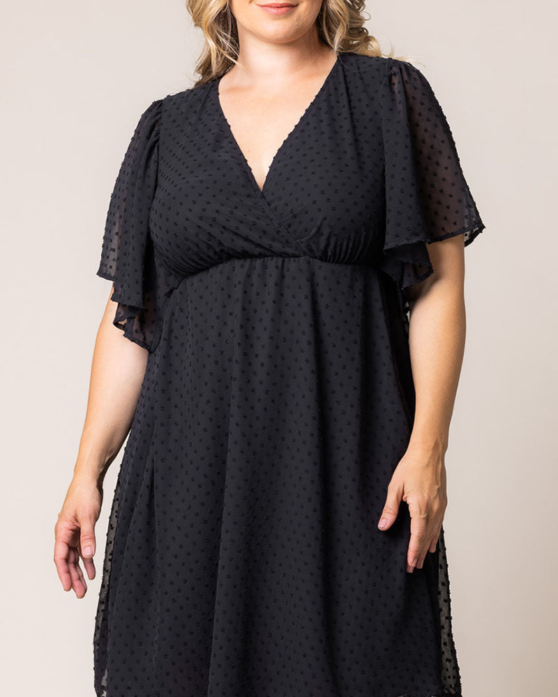 Onyx V-Neck Knee-Length Chiffon Casual Floral Wrap Plus Size Dress Kiyonna 12191302