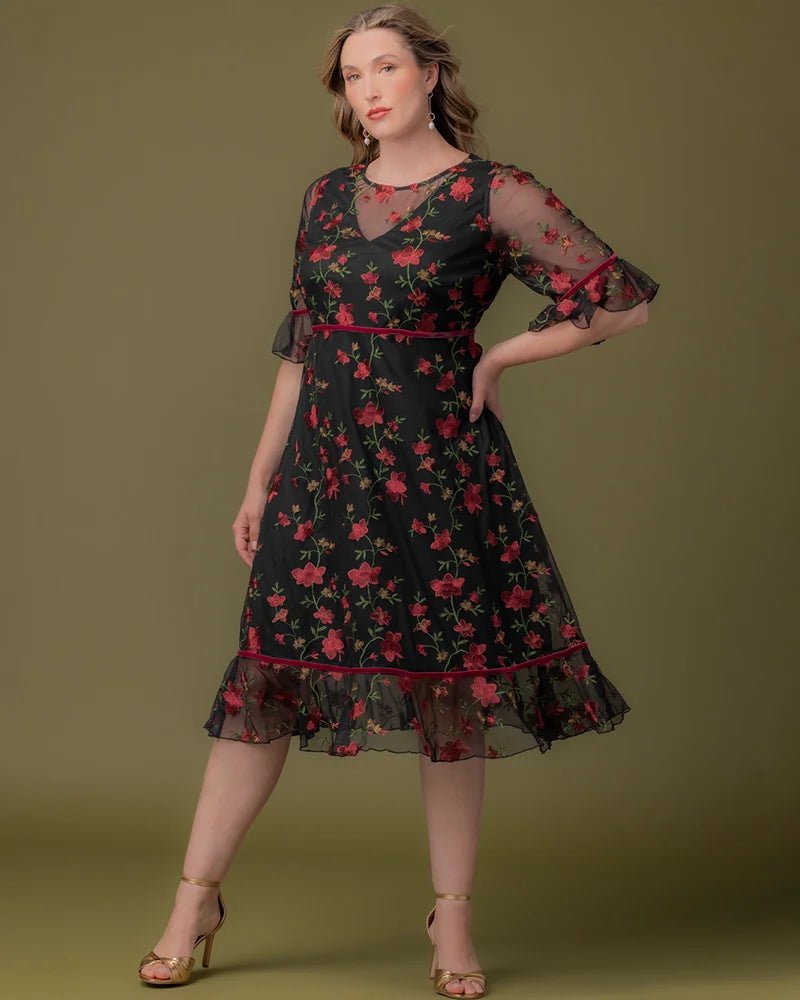 Plus Size Dresses Short Cocktail Floral A line Plus Size Dress Kiyona 12192102 Floral Flare