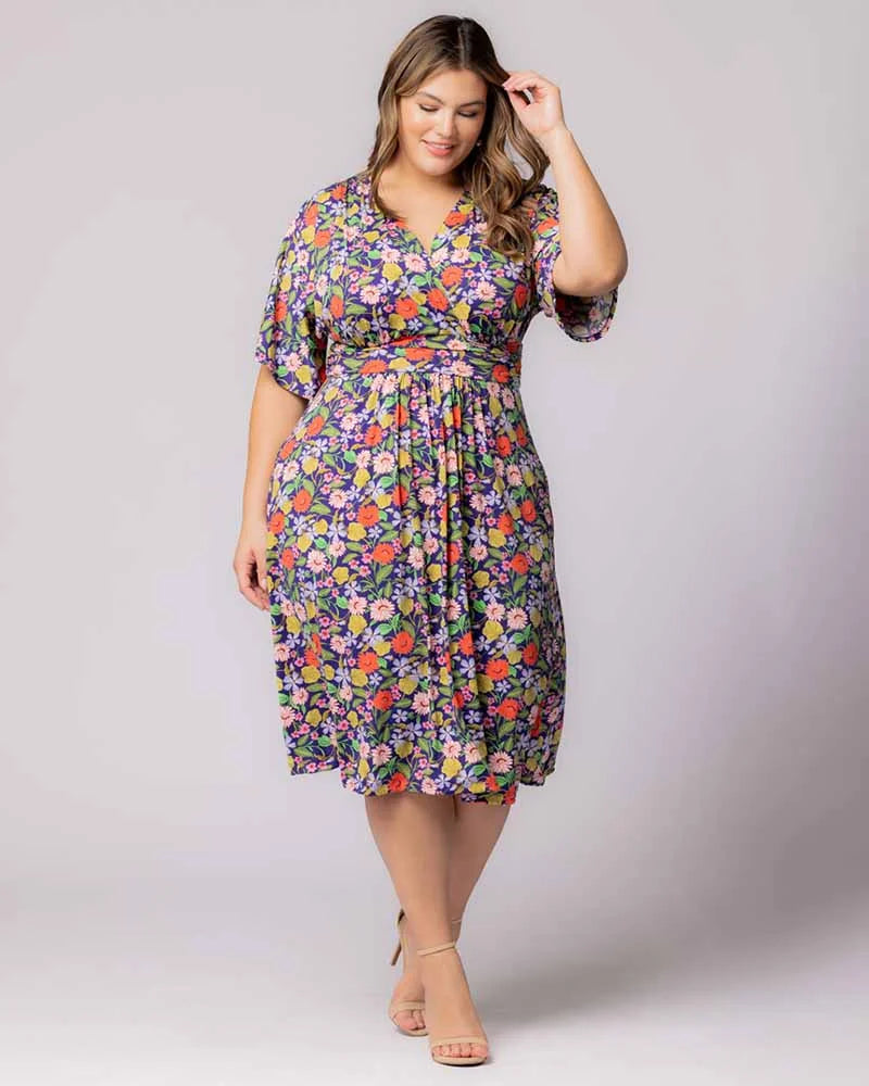 Plus Size Dresses Midi Print Cocktail Plus Size Dress Vibrant Garden Print