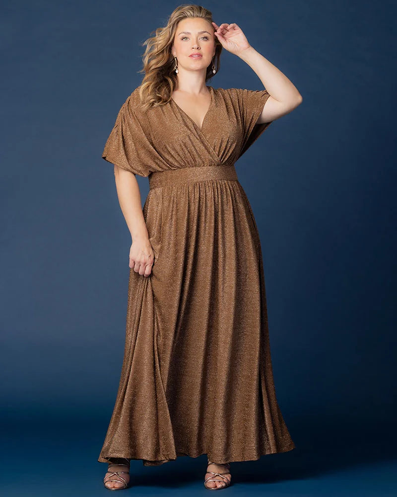 Plus Size Dresses Long Formal A Line Mother of the Bride Dress Kiyonna 12252204 Mocha Sparkle