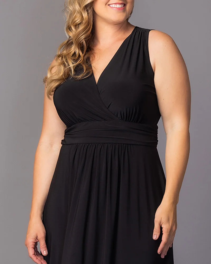 V-Neck Floor-Length Jersey Formal A-Line Kiyonna 12262203