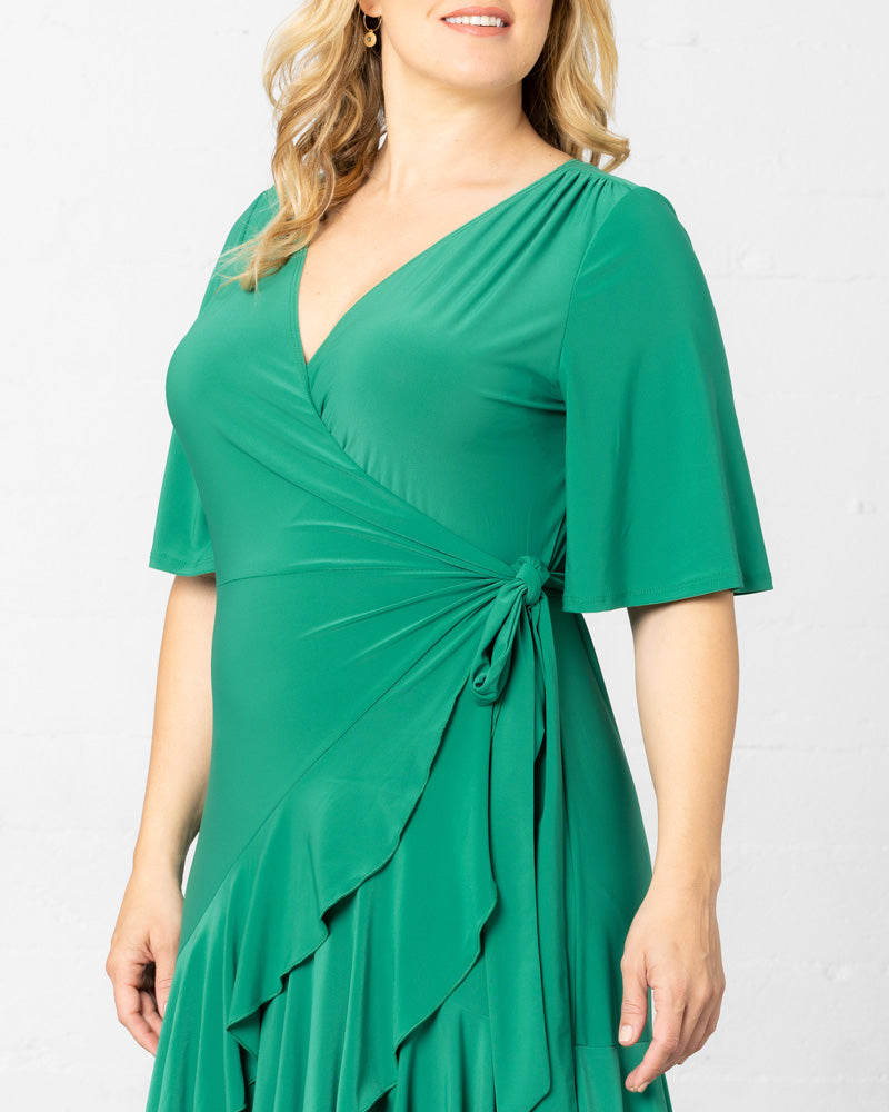 Plus Size Dresses Midi Ruffle Short Cocktail Plus Size Dress Kiyona 13212202 Emerald Green