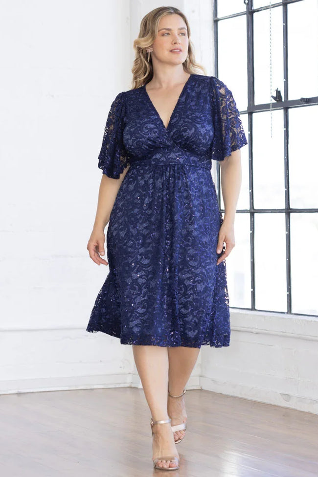 Plus Size Dresses A Line Plus Size Lace Short Cocktail Dress Nocturnal Navy Sequins
