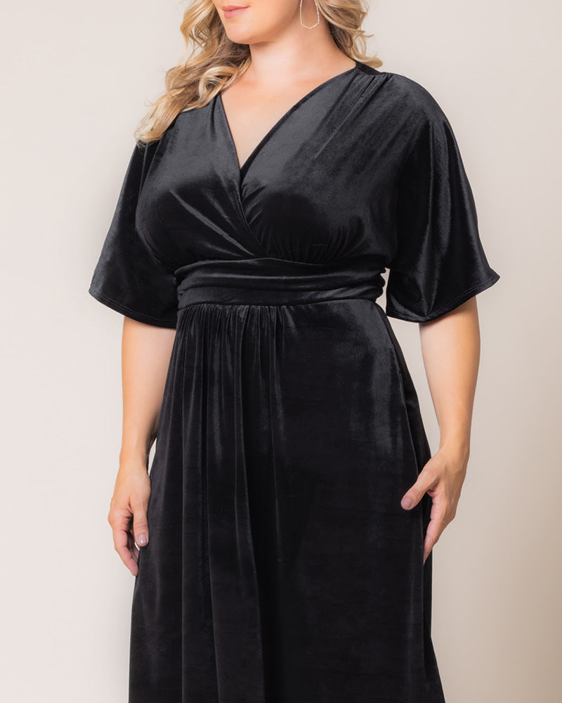 Plus Size Dresses Midi Velvet Short Cocktail Plus Size Dress Onyx