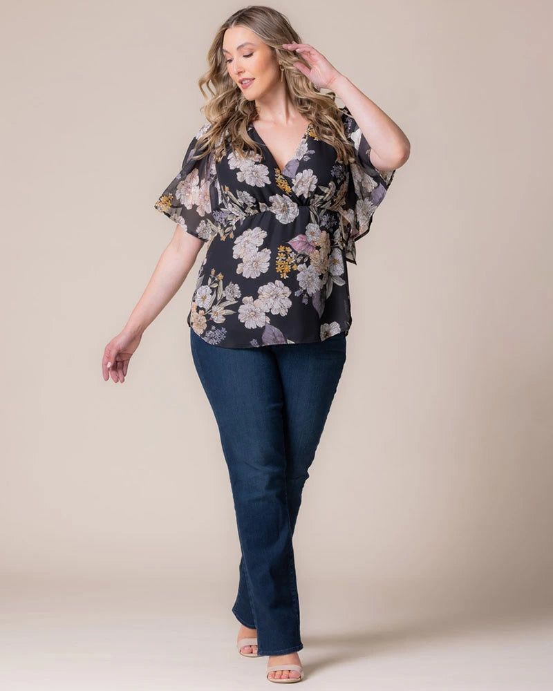 V-Neck Mini Chiffon Occasion Empire Waist Top Kiyonna KY21192807