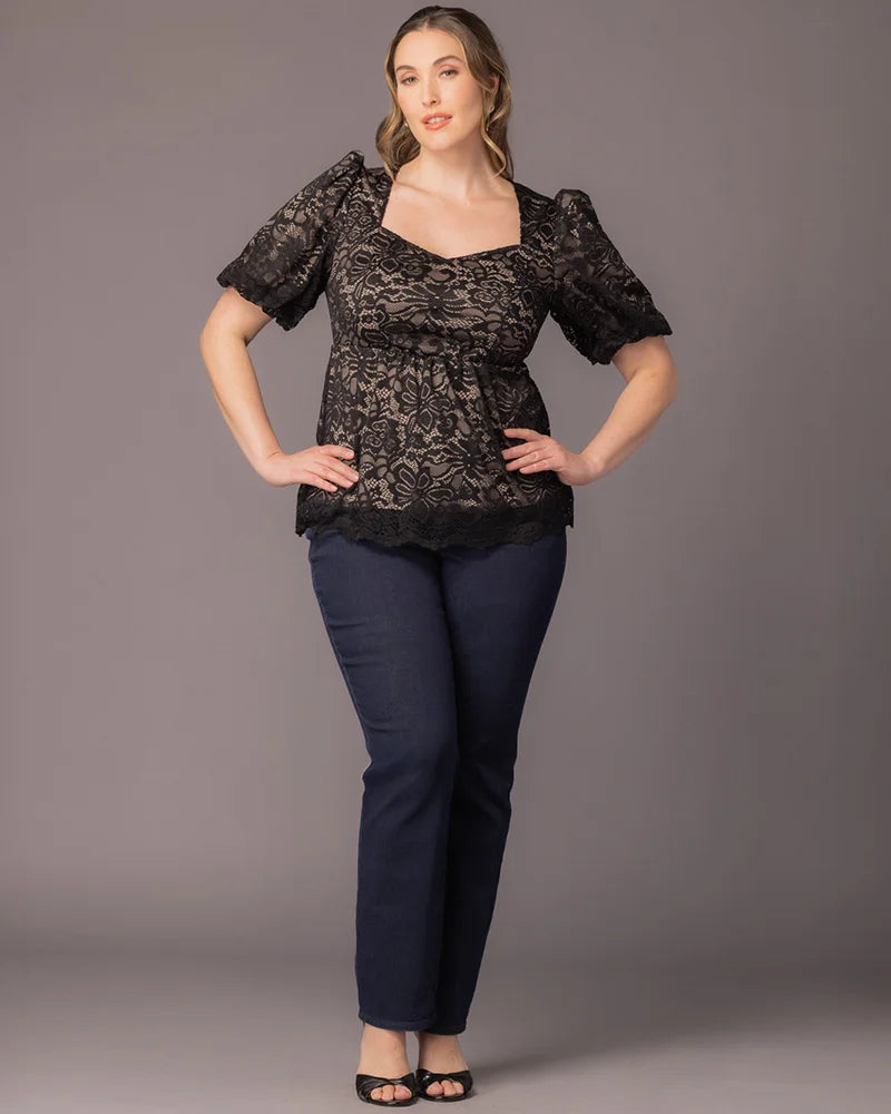 Square Knee-Length Lace Cocktail Fit & Flare Kiyonna 21260901