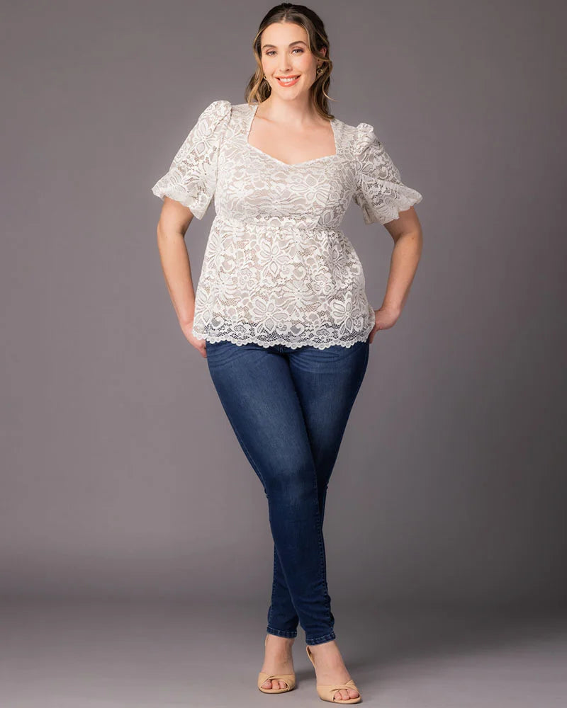 Square Knee-Length Lace Cocktail Fit & Flare Kiyonna 21260901