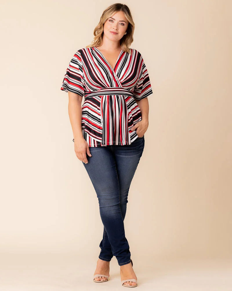 Top Plus Size Formal Top Kiyonna 22240703 Red White Black